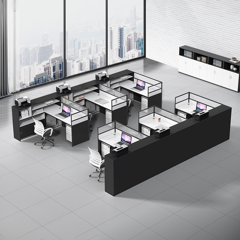 Staff desk Finance table screen table and chair combined double 4 staff 6 person office desk position