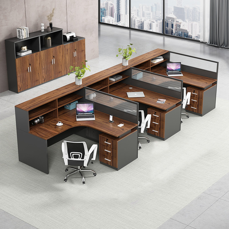 Staff Desk Brief Modern 4 6 People Station Table Screen Holder Office Chairs Combined Office Furniture
