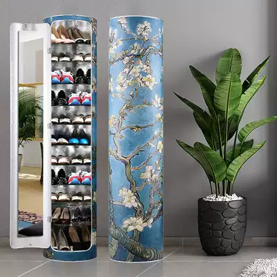 Fan creative 360-degree rotating shoe cabinet shoe rack European-American round cylindrical multi-function household storage large capacity