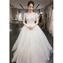 French light wedding dress 2020 new bride forest department European simple dream thin tail super fairy V-neck out of the yarn