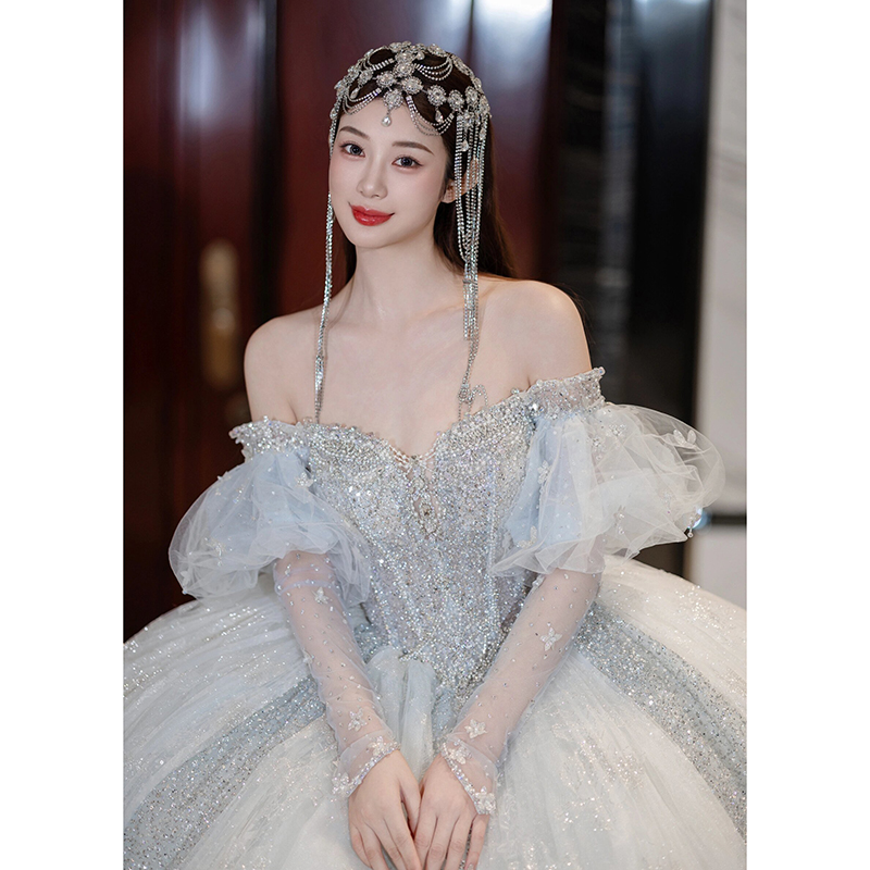 Wedding dress for princess, french style, open shoulders