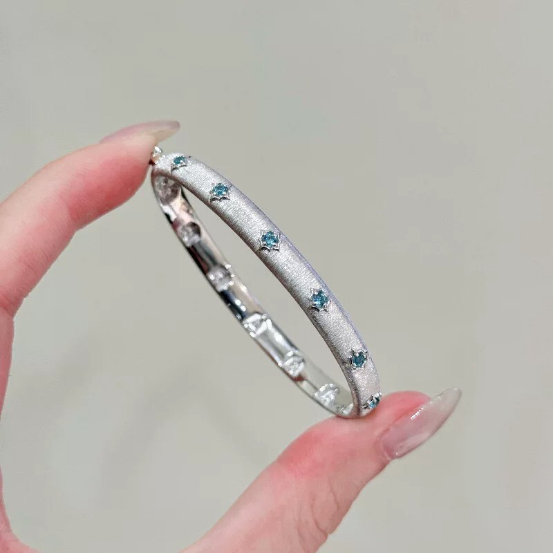 Buchila Silver Bracelet with Diamonds, 2026 New Model, Light Luxury, Niche, High-End Feel, Dazzling and Non-Fading Bracelet Buchila Silver Bracelet with Diamonds, 2026 New Model, Light Luxury, Niche, High-End Feel, Dazzling and Non-Fading Bracelet