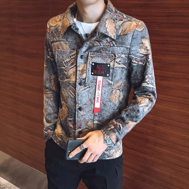 2023 ພາກຮຽນ spring ແລະດູໃບໄມ້ລົ່ນ Jacket ຜູ້ຊາຍ trendy ຍີ່ຫໍ້ Floral Jacket niche ການອອກແບບ Handsome ລະດັບສູງ Yuppie Style ເຄື່ອງນຸ່ງຜູ້ຊາຍ