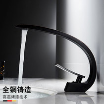 Bai Yanwei Zhuang full copper black matte frosted faucet basin faucet square gilt paint hot and cold faucet