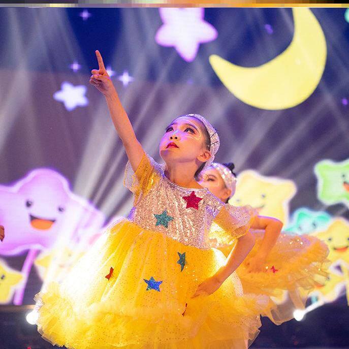 Small Stars Children Act Out Fluffy Skirts Toddler Dance Performances Costumes Cute Dolls Princess Dress 6 section