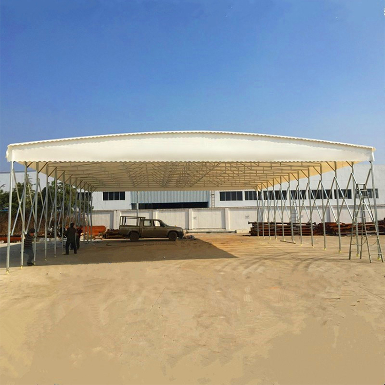 Large outdoor car park shading mobile shed push-and-pull Punding as factory warehouse shrink activity rain canopy fold