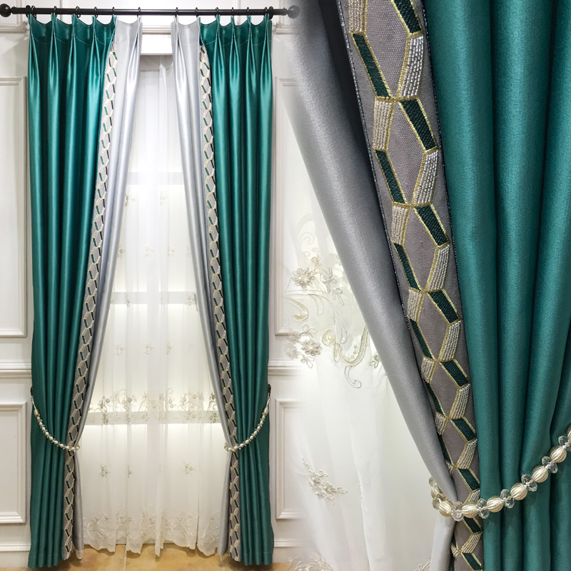 Upscale light and luxurious curtains minimalist modern living room floor window stylish atmospheric bedroom American shade new Chinese curtains