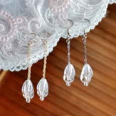 Серьги 天然冰透体白水晶耳饰珍珠耳环水滴耳坠古风长款流苏设计款耳坠女