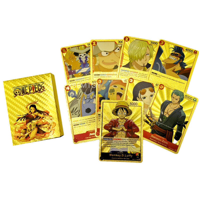 55 Piece English One Piece Gold Foil Trading Card Luffy&Zoro Hot