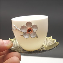 Inlaid tin German white porcelain tea cup agarson cup pure white ceramic master Cup kung fu tea ceremony small tea cup