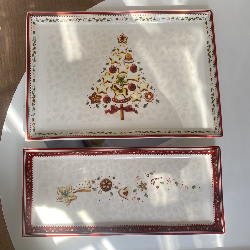 German Weiba Fine Ceramic Christmas Tableware Large Plate Rectangular Plate Party Plate Salad Plate Western Food Plate German Weiba Fine Ceramic Christmas Tableware Large Plate Rectangular Plate Party Plate Salad Plate Western Food Plate