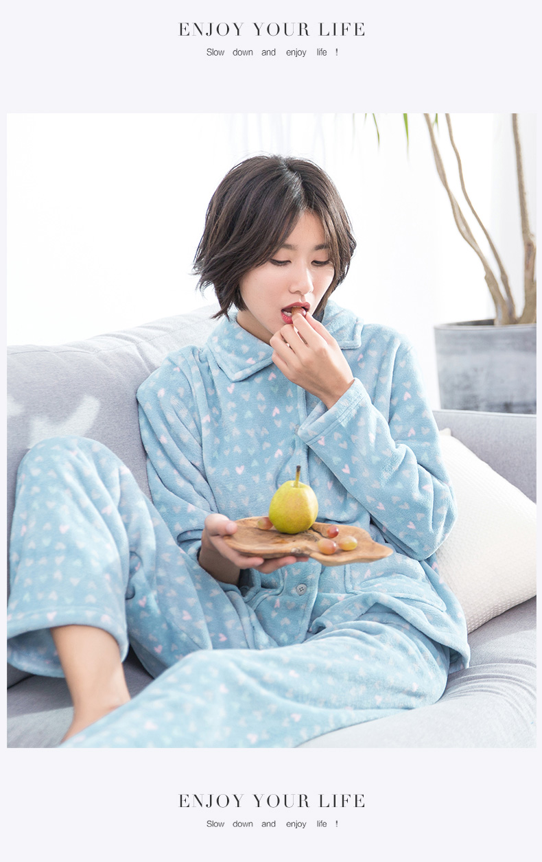 Top đồ ngủ dưa dưa dày lên dịch vụ gia đình phù hợp với phụ nữ mùa thu và mùa đông áo dài tay top store cửa hàng hàng đầu chính thức bộ mặc nhà thu đông