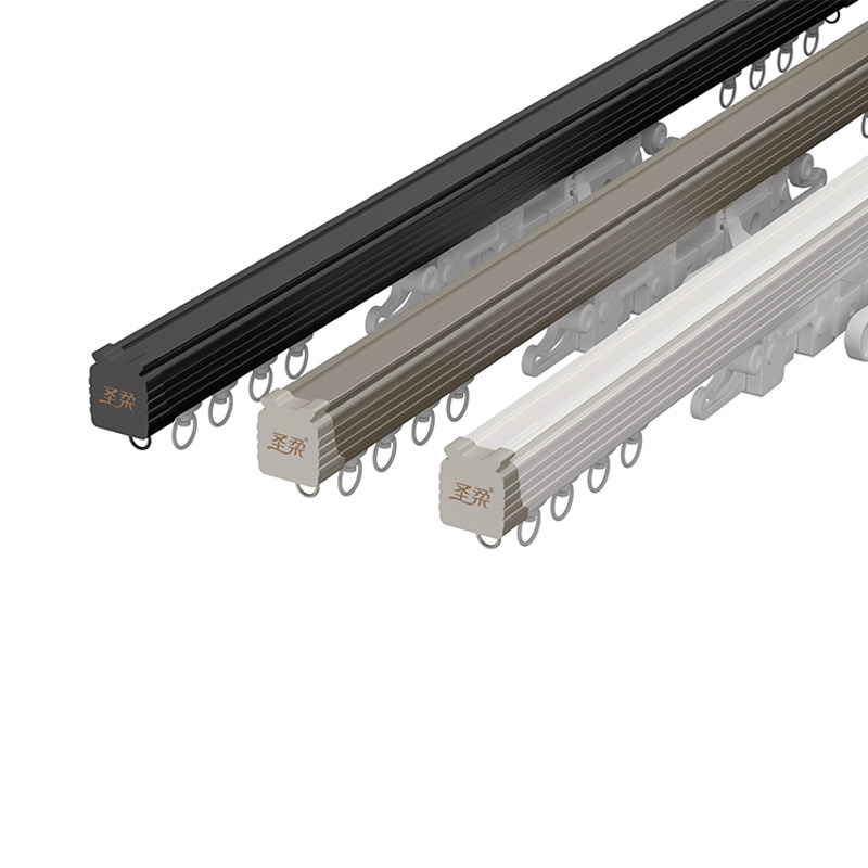 Holy Soft Aluminum Alloy Curtain Track Silent Straight Rail Square Slide-Window Top Fitting Side Mounted Floating Window Curtain Rod Single Double Track