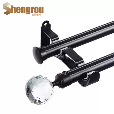 JMA aluminum curtain rod single rod crystal head thickened aluminum alloy custom Roman rod Living room bedroom track double rod