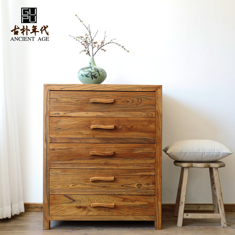 Ancient Park Years Old Elm Wood Five Bucket Cabinets Solid Wood Debris Storage Cabinets Storage Bedrooms Furniture modern Chinese Drawers Cabinet