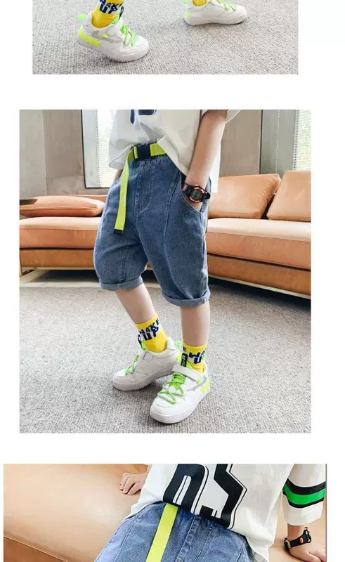 Tu Xiaoer Bé trai Quần short denim Trẻ em Quần rộng rãi năm điểm Quần áo trẻ em mùa hè Hàn Quốc Quần áo trẻ em nam Big Boy Quần hợp thời trang - Khác