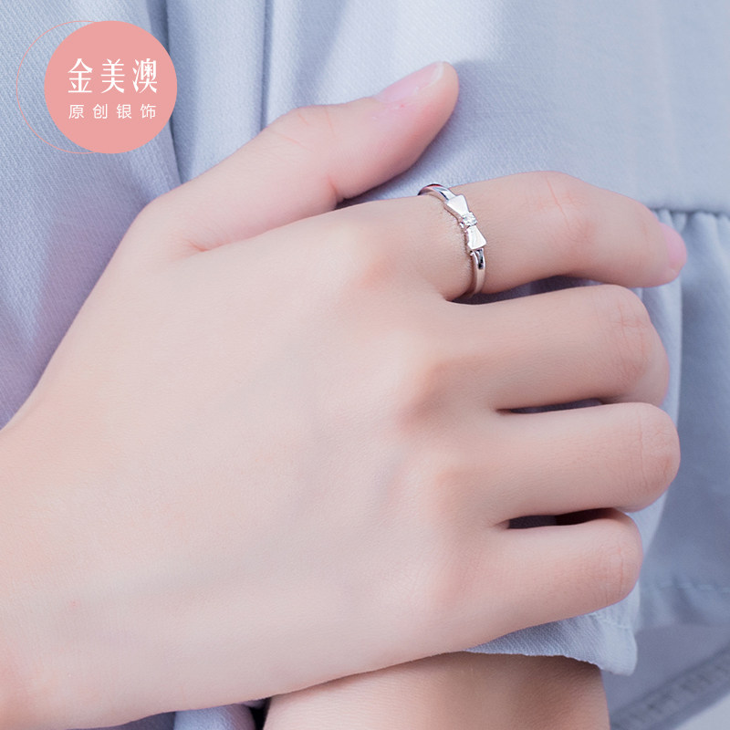 Golden Beauty Aussie sweet and beautiful butterfly knot female pure silver S925 Jane about lettering with a small frescoed Japan-Japan-ROK student