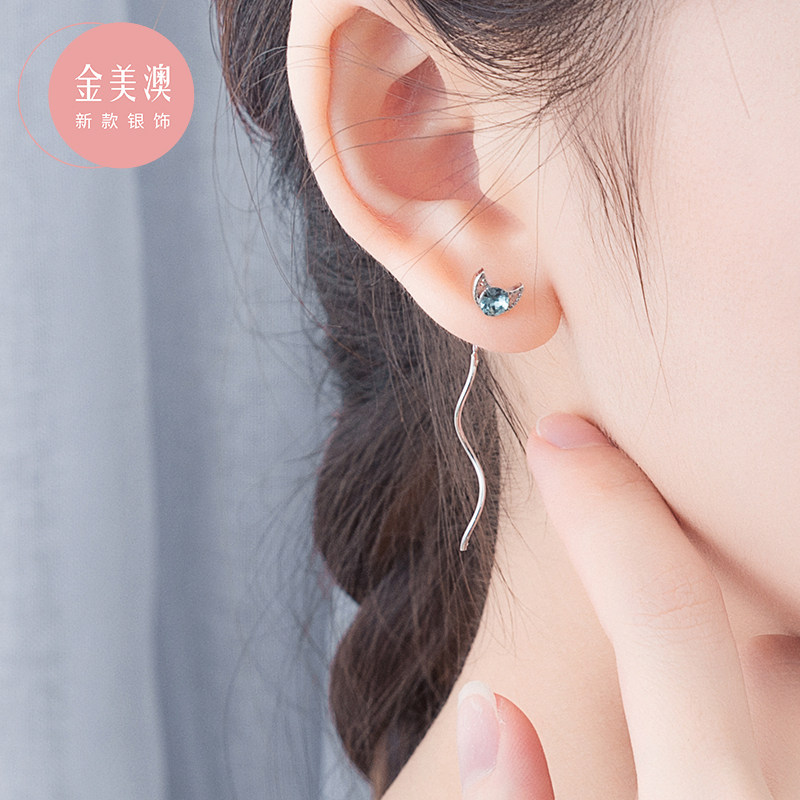 Stars and moon earrings exquisite high-end sterling silver earrings asymmetric earrings earrings net red popular models suitable for summer