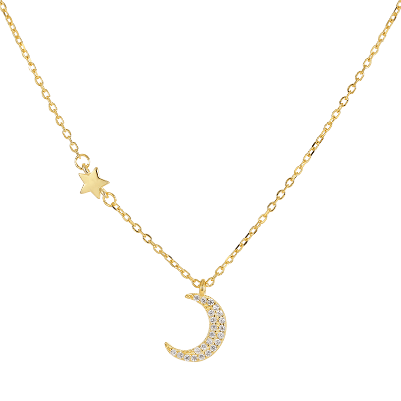 金美澳新款星星月亮项链女日韩轻奢个性锁骨链气质火爆款纯银饰品