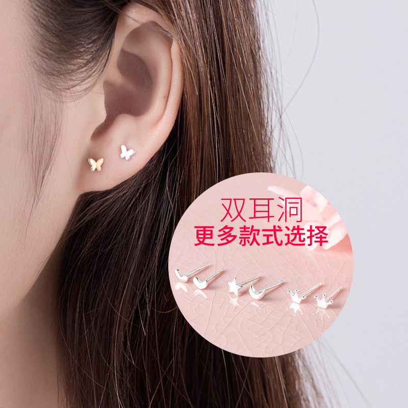 S925 for spring S925 pure silver binaural ear pin female butterfly earrings earrings earrings earrings 2022 New wave