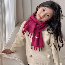 New childrens scarf for boys and girls imitation cashmere plaid scarf autumn and winter baby warm thickened scarf tassel scarf