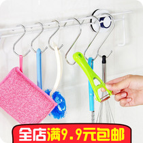 Stainless steel kitchen S-shaped adhesive hook wall door rear wardrobe clothing metal nail free strong S hook small medium and large