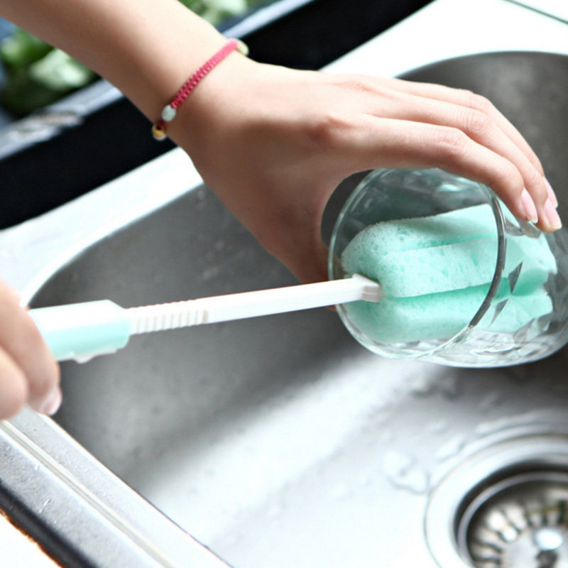 Japan imported cup brush insulation cup bottle brush long handle 360-degree rotation glass bottle sponge cleaning brush