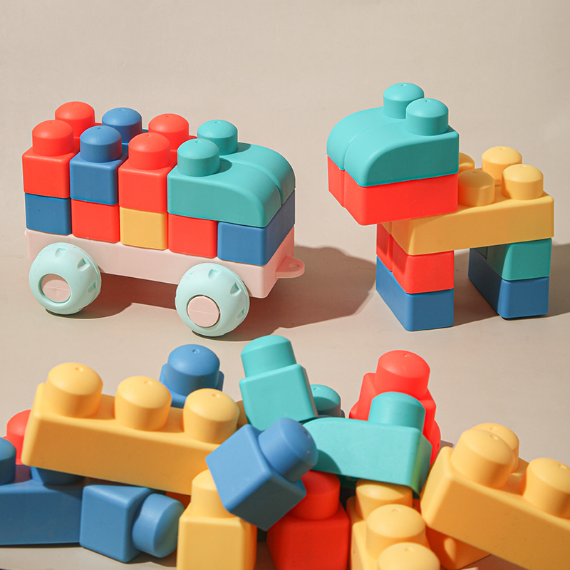 Children Soft rubber building blocks Baby 1 year old Puzzle Force Brain Toys Big Grain Assembly Baby Boy DIY big chunks-Taobao