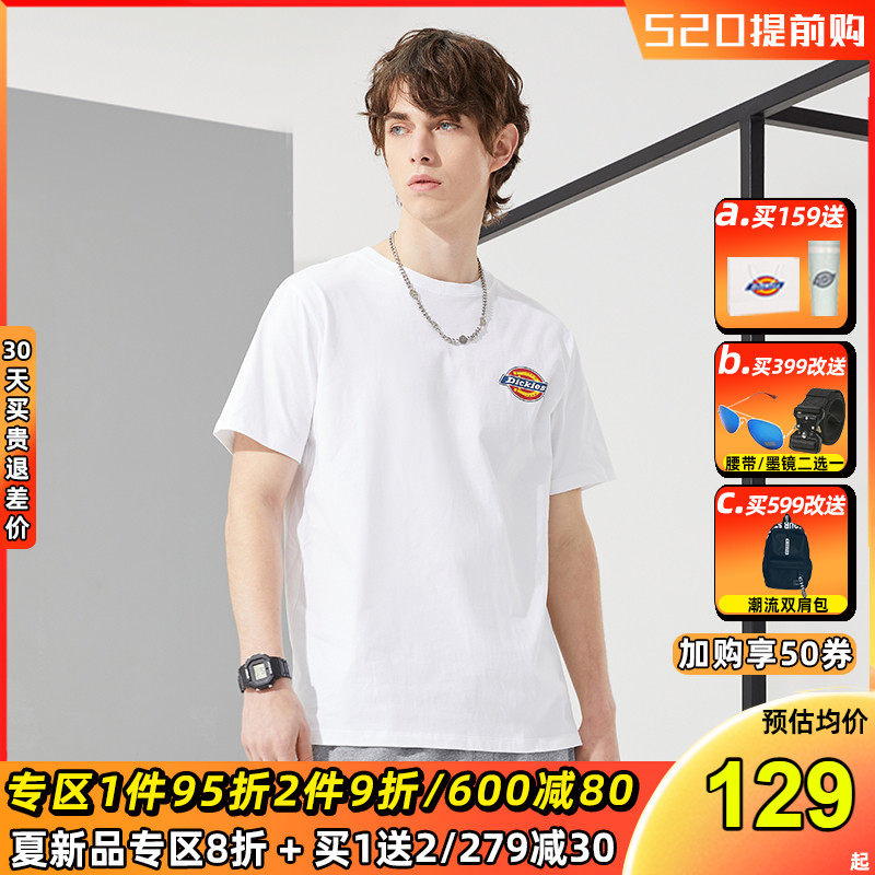 Emperors Dickies short sleeves T-shirts Men and women logo printed Dix All cotton pure color lovers half sleeve spring summer new product