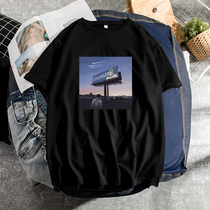 Astronaut short-sleeved mens Tide brand Cotton loose Port wind Joker net T-shirt male ins Super fire half-sleeve male