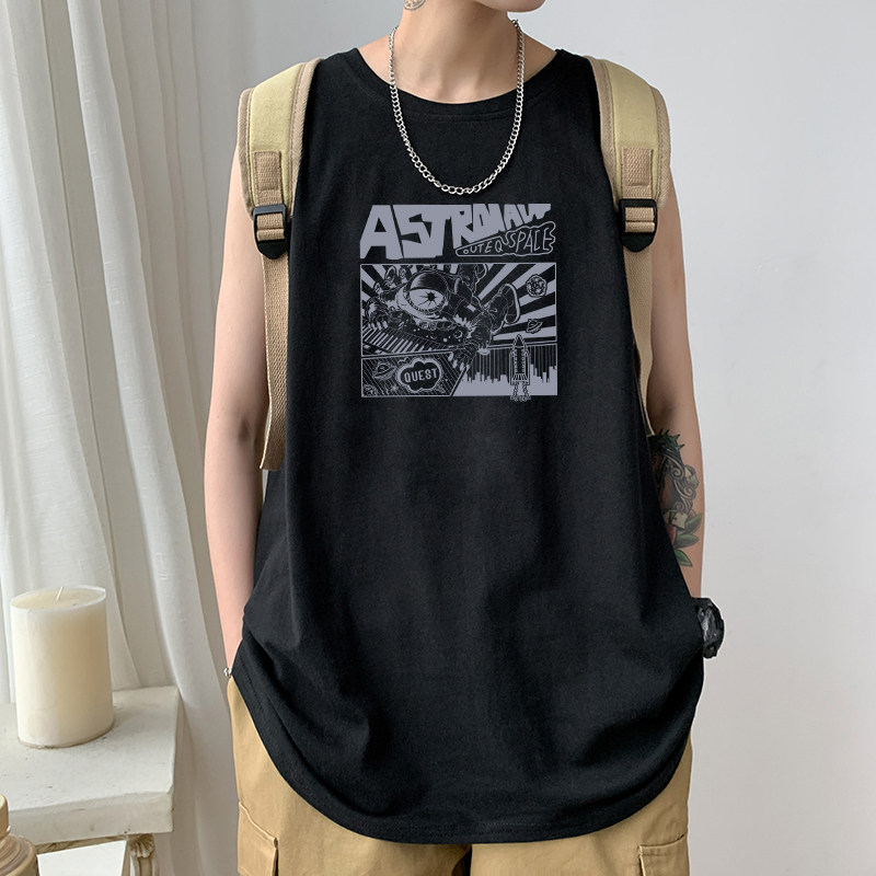 Sleeveless Sport Vest Men's Pure Cotton Black Harbor Wind Comics Machete 2021 Summer Slim shoulder Shoulder No Shoulder T-shirt for men