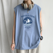 Vest men summer hip hop thin sports waistcoat cotton loose size 2021 New sleeveless T-shirt men