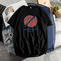 Black short sleeve men summer cotton loose size simple Joker sports leisure basketball half sleeve couple T-shirt men