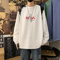 NASA long sleeve T-shirt men ins trend cotton print interior High Street base shirt casual coat mens Tide brand Wild