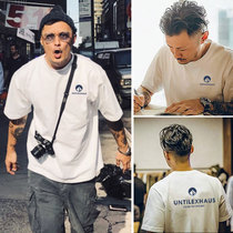 Short-sleeved male ins tide Hong Kong style loose and wild tide brand trend summer t-shirt thin Yu Wenle t-shirt men pure cotton leisure