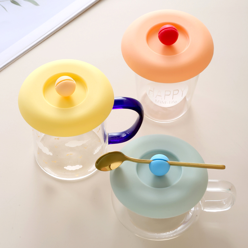 Silicone cover Universal Cover Food Grade Cup Lid Single buy Marke Cup lid Release Spoon Cup Lid Universal Dust Cap-Taobao