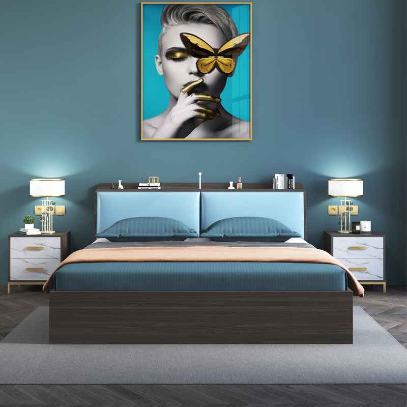 Nordic high box containing bed 1 8 m 1 5 case bed modern minimalist master bedroom with multifunction containing pneumatic double bed