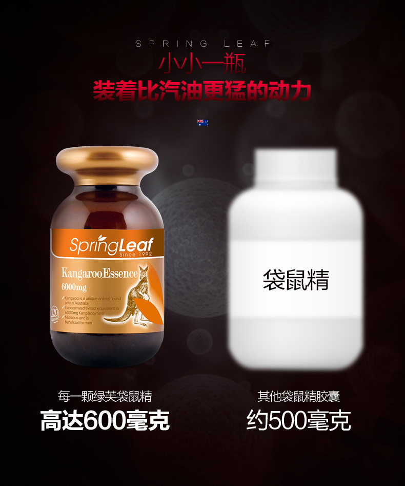 Springleaf / green Fu Úc viên nang kangaroo đỏ Sản phẩm sức khỏe nam giới kéo dài mệt mỏi và thô ráp - Thức ăn bổ sung dinh dưỡng bổ sung kẽm