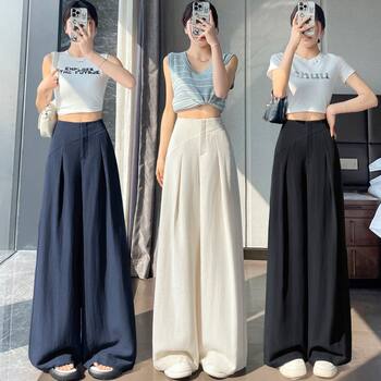 Ice Silk Wide-Leg Pants for Women 2025 Summer New Thin High-Waisted Loose Slimming Drapey Casual Floor-Length Yamamoto Pants