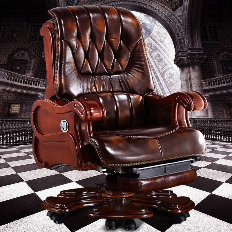 Boss chair leather home computer chair lift can lie large class chair solid wood massage business president office chair