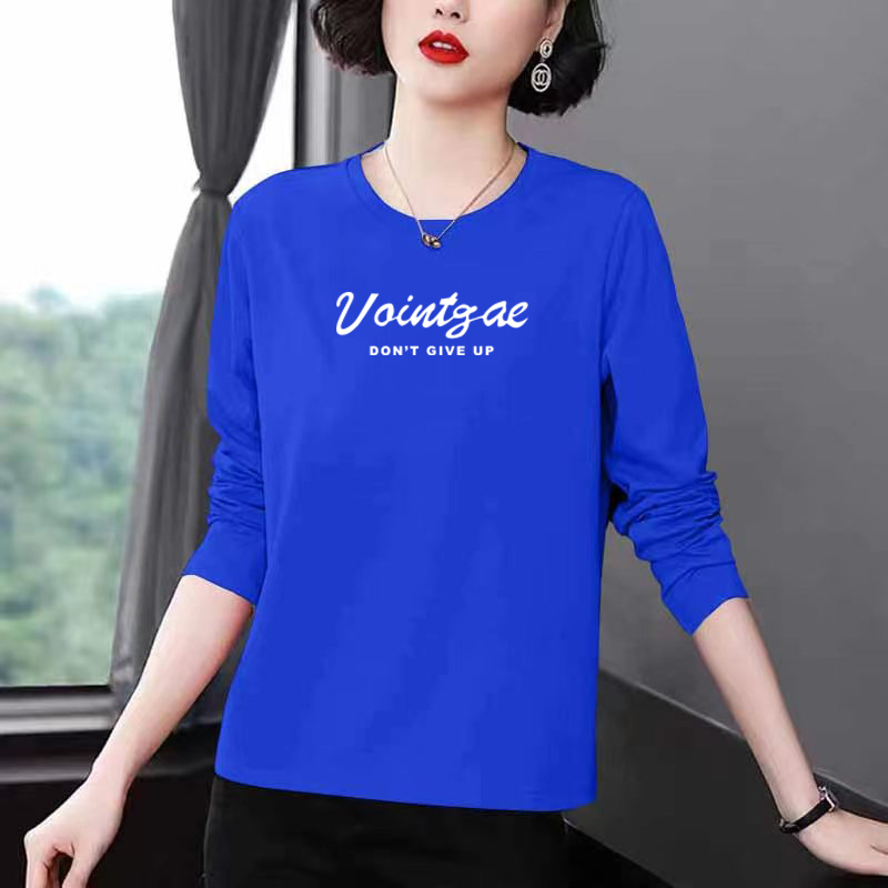 Klein Blue T-Shirt Women's Long-Sleeved Spring & Fall Pure Cotton 2025 New Loose Large Size T-Shirt Half-Sleeved Top ins Trendy