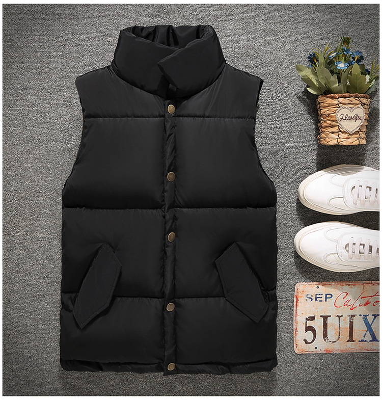 Mùa thu đông dày đôi áo vest cotton Phiên bản Hàn Quốc của chàng thanh niên tự canh đứng cổ áo xuống áo bông tinh thần chàng đỏ áo khoác cặp nam nữ