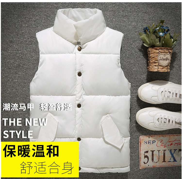 Mùa thu đông dày đôi áo vest cotton Phiên bản Hàn Quốc của chàng thanh niên tự canh đứng cổ áo xuống áo bông tinh thần chàng đỏ