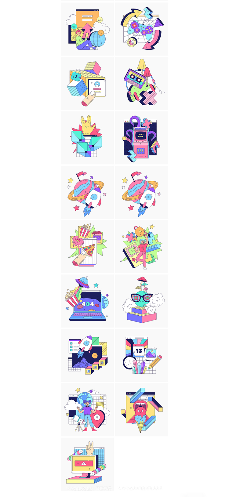 图片[4]-潮流抽象创意扁平化孟菲斯几何手绘人物插画ai矢量设计素材源文件-cg男孩