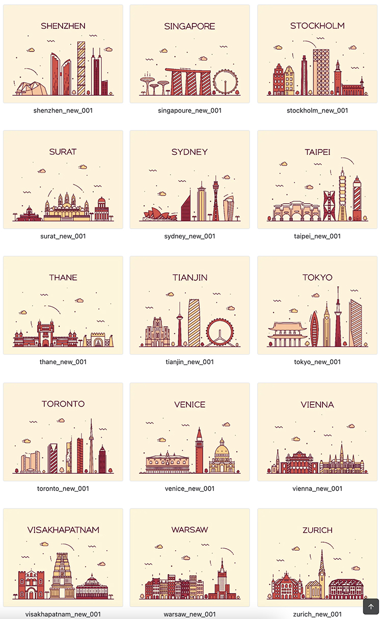 图片[3]-世界各地城市地标建筑线性插画AI矢量源文件PNG免抠图片设计素材-cg男孩