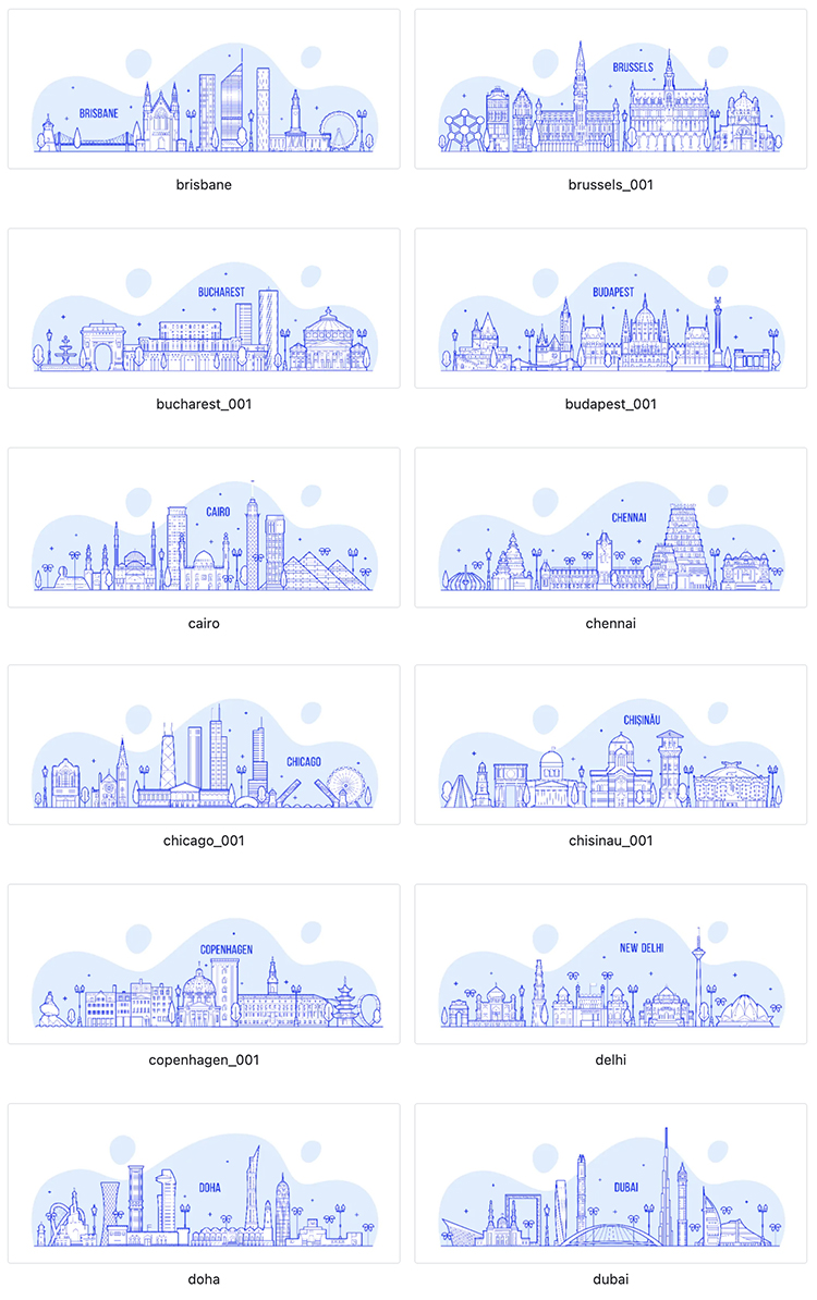 图片[2]-世界各地城市地标建筑线性插画AI矢量源文件PNG免抠图片设计素材-cg男孩