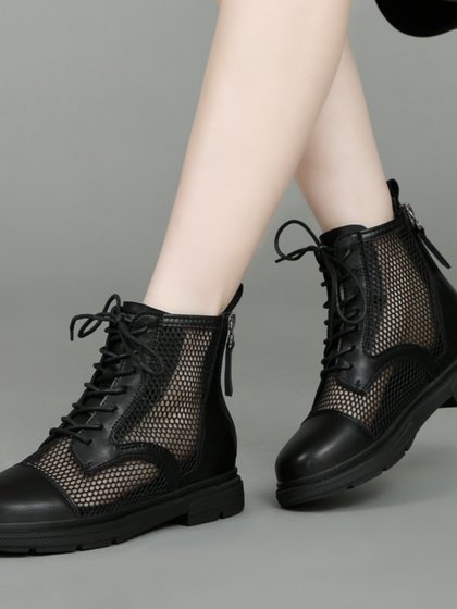 马丁靴女夏季薄款2024新款短靴单靴春秋透气网纱靴子网靴大码4243