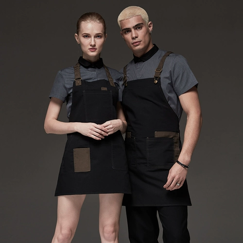 Модный фартук для работы, в корейском стиле, делается под заказ, с печатью вашего логотипа