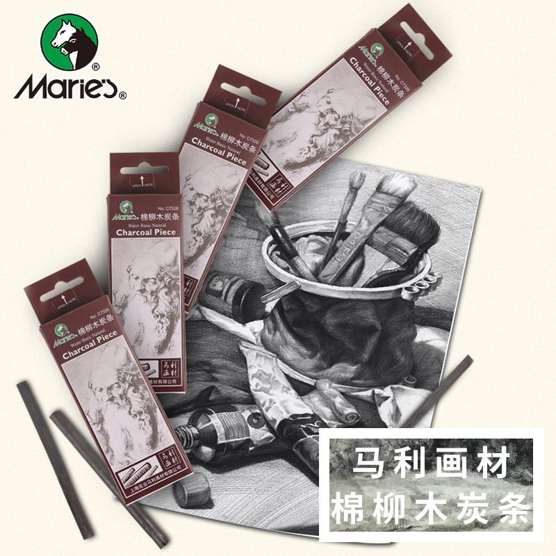 Marley cotton willow charcoal strips can be slurred for sketching charcoal strips of charcoal wood carbon strips 3mm-8mm Carbon strips 6 clothes for country painting Oil painting Design Typo Art Speed Writing Charcoal Brush C7326