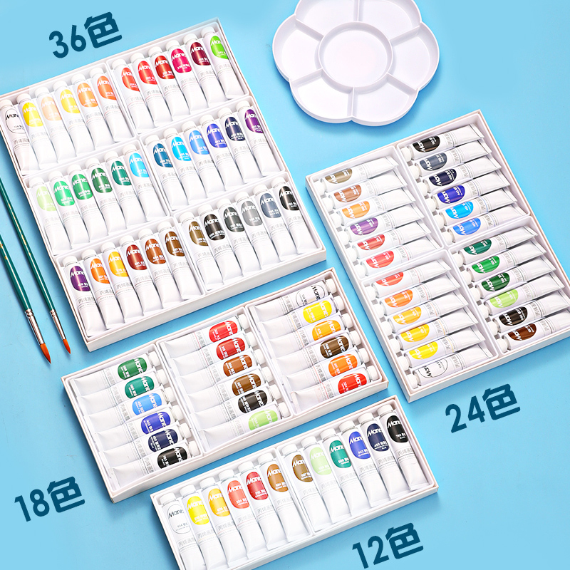 Marlie Brand Acrylic Paint Beginner 24 Color Set Hand Painted Wall 12 18 36 Color Acrylic Paint 12ml Bing Thin Textile Water Resistant Kids Students Stone Pebble Pebble Paint